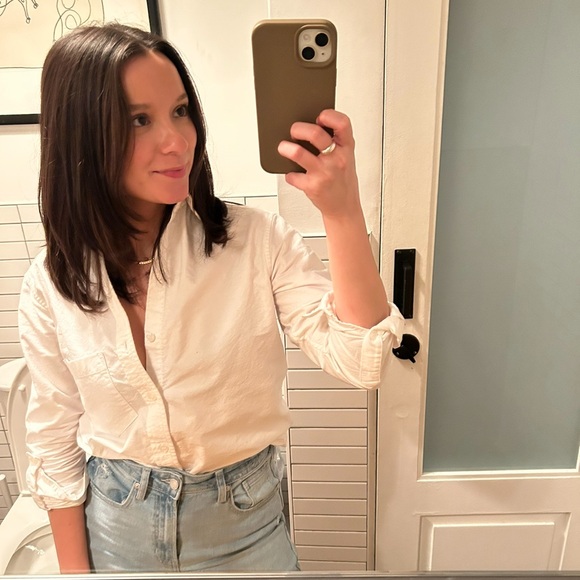 GIRLFRIEND SHIRT WHTE OXFORD BUTTON UP- SIZE 2 (XS-S) - Picture 1 of 8